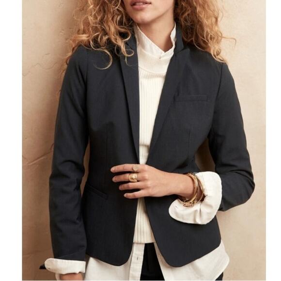 Banana Republic Wool Blend Classic Fit Single Breasted Blazer Navy Women's 8 NWT - Picture 1 of 13